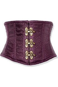 daisy beachwear Top Drawer Plum Brocade Steel Boned Mini Cincher w/Clasps