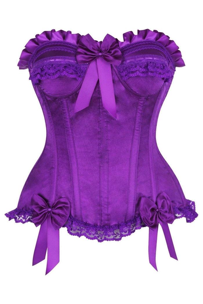Daisy Beachwear Top Drawer Purple Satin Steel Boned Burlesque Corset