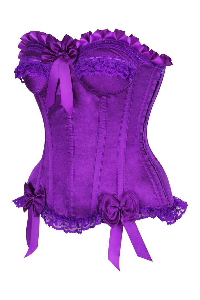 Daisy Beachwear Top Drawer Purple Satin Steel Boned Burlesque Corset