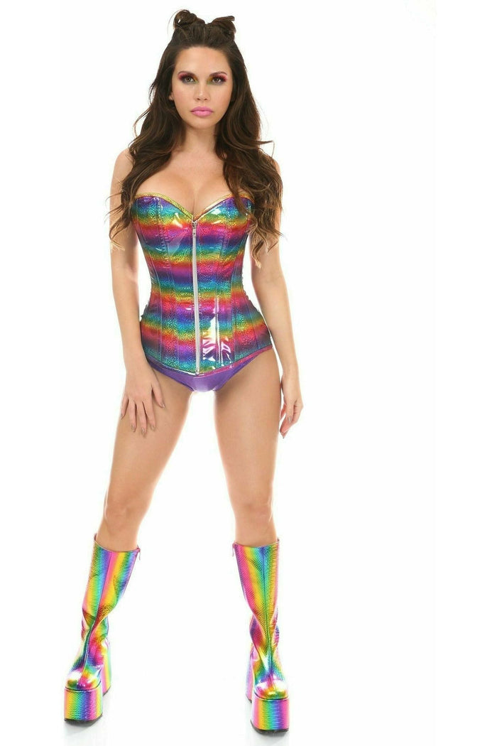 Daisy Beachwear Top Drawer Rainbow Glitter Steel Boned Corset