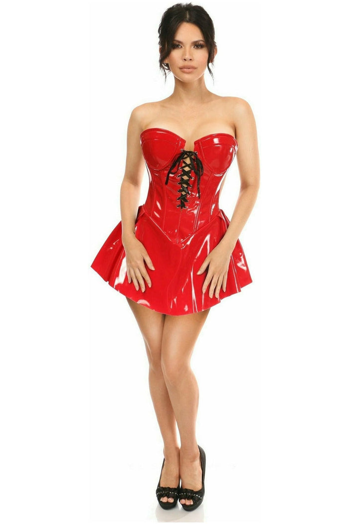 Daisy Beachwear Top Drawer Red Patent Steel Boned Corseted Dress