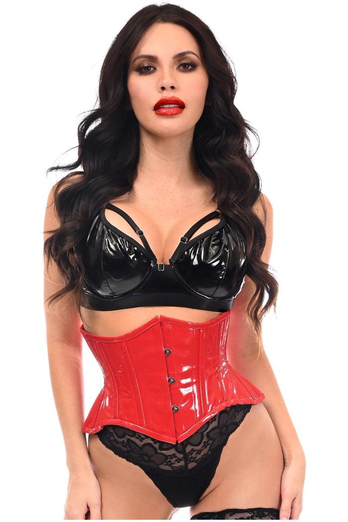 daisy beachwear Top Drawer Red Patent Steel Boned Mini Cincher Under Bust Corset