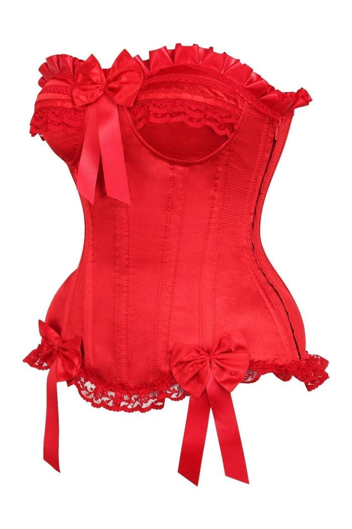 Daisy Beachwear Top Drawer Red Satin Steel Boned Burlesque Corset