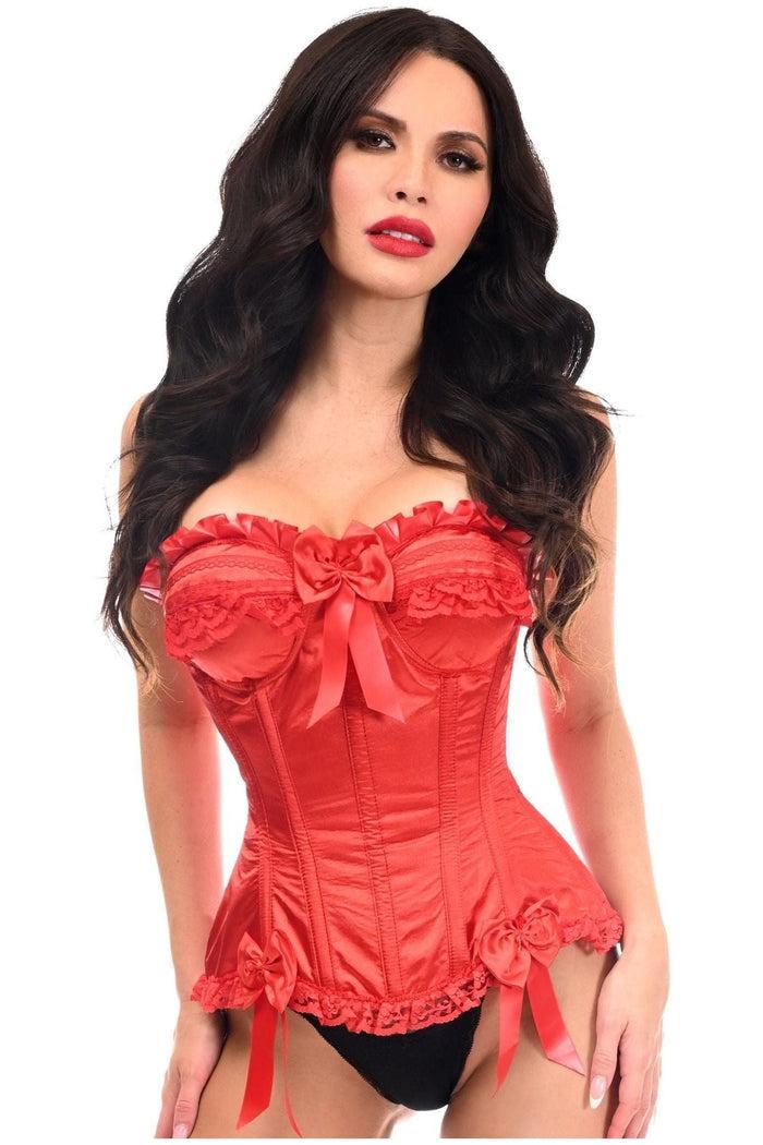 Daisy Beachwear Top Drawer Red Satin Steel Boned Burlesque Corset