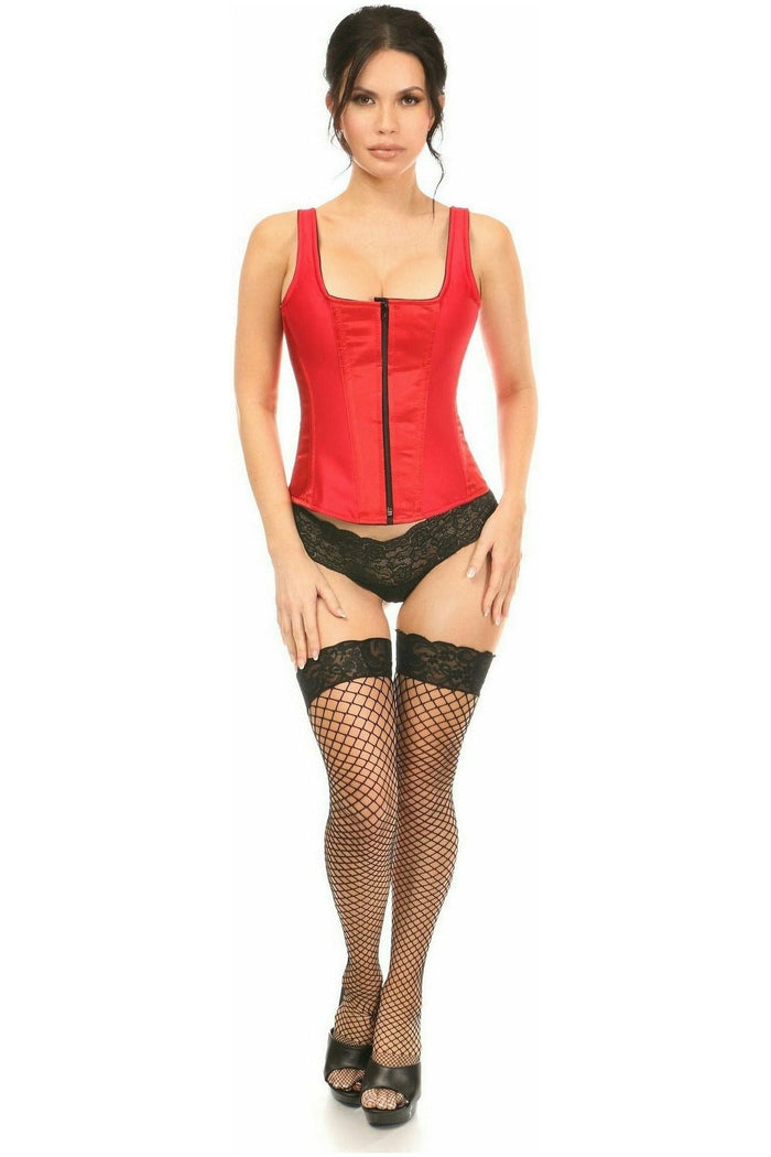 Daisy Beachwear Top Drawer Red Satin Steel Boned Corset W/Straps