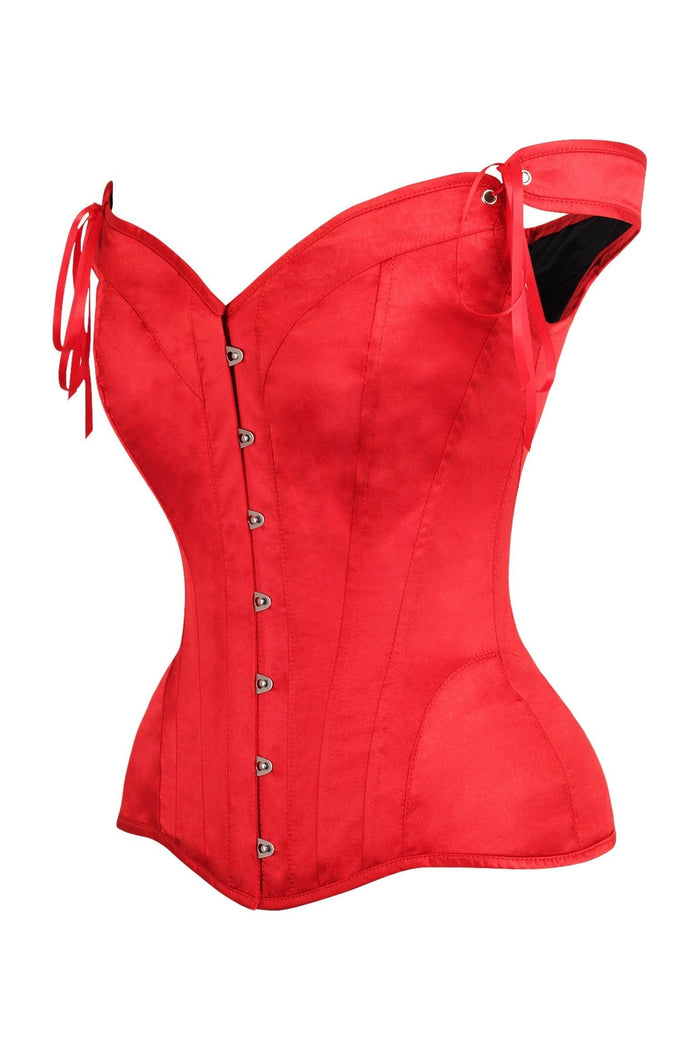 Daisy Beachwear Top Drawer Red Satin Steel Boned Corset W/Straps