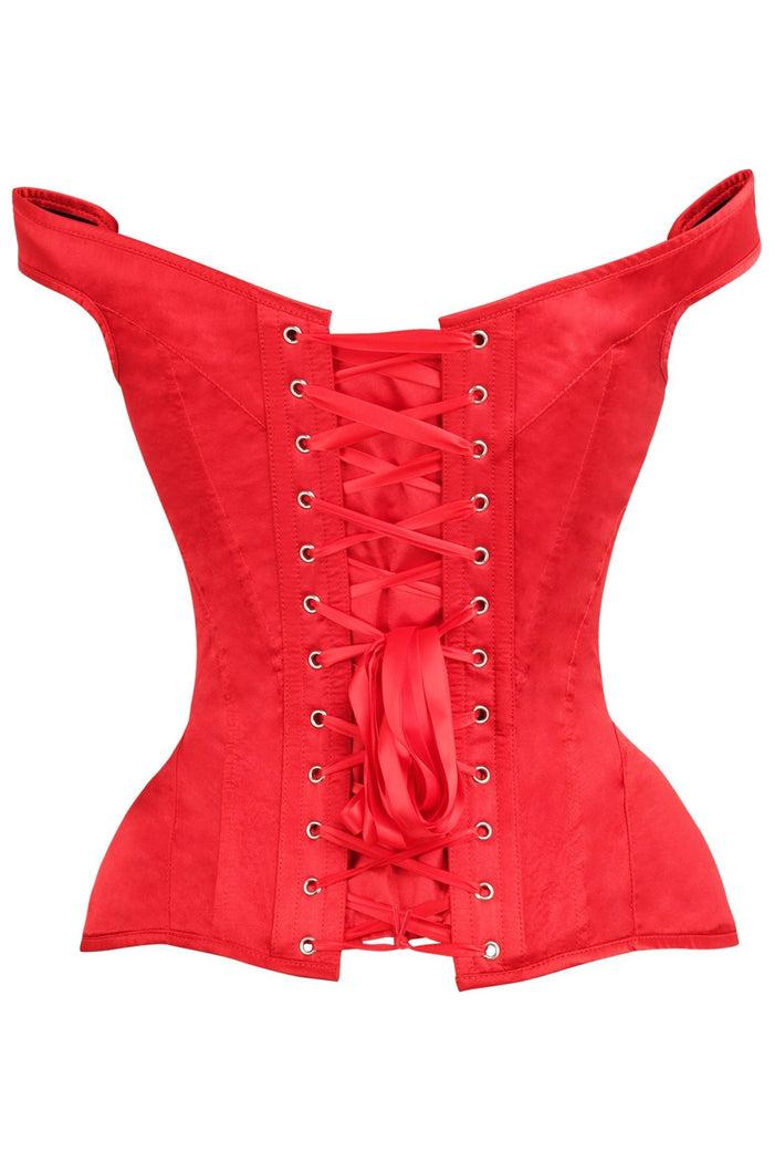 Daisy Beachwear Top Drawer Red Satin Steel Boned Corset W/Straps