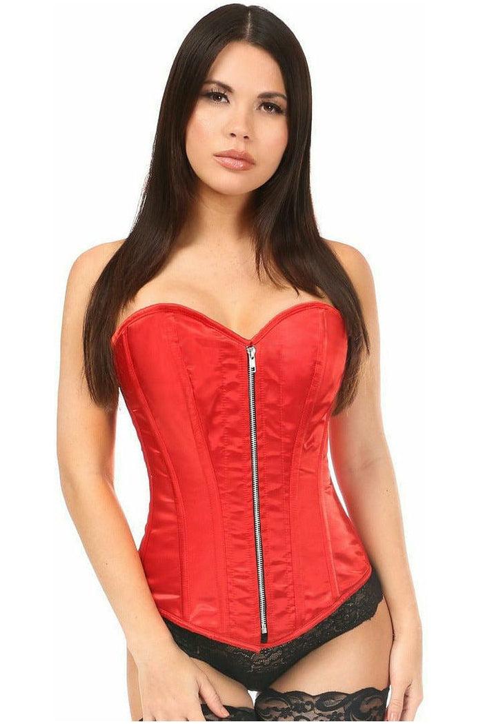 daisy beachwear Top Drawer Red Satin Steel Boned Corset