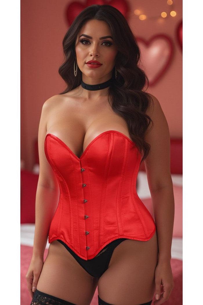 Daisy Beachwear Top Drawer Red Satin Steel Boned Overbust Corset