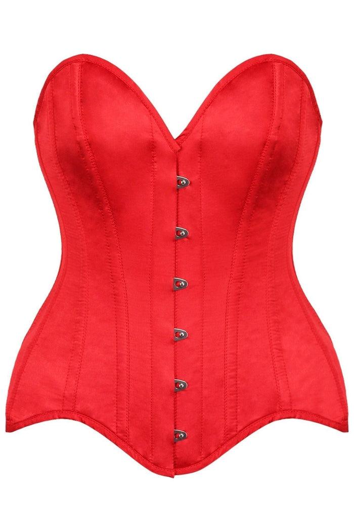 daisy beachwear Top Drawer Red Satin Steel Boned Overbust Corset