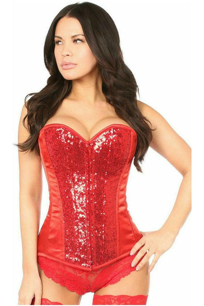 Daisy Beachwear Top Drawer Red Sequin Steel Boned Corset