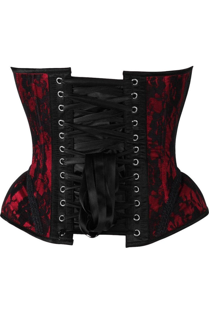 Daisy Beachwear Top Drawer Red W/Black Lace Steel Boned Underwire Bustier Corset