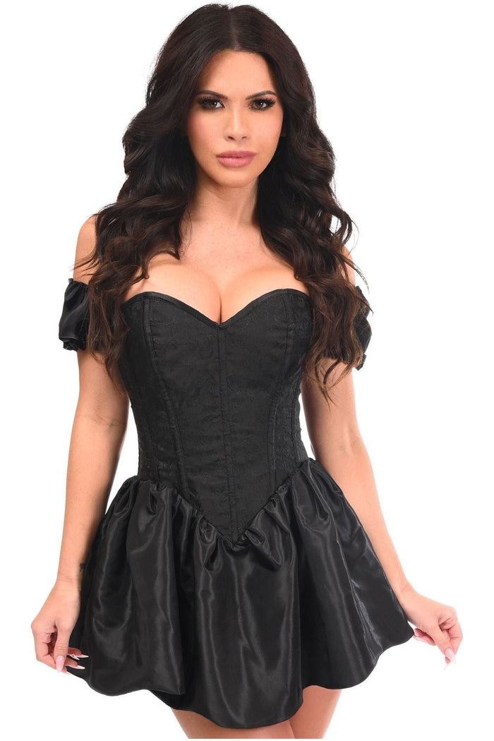 Daisy Beachwear Top Drawer Steel Boned Black Brocade & Taffeta Corset Dress