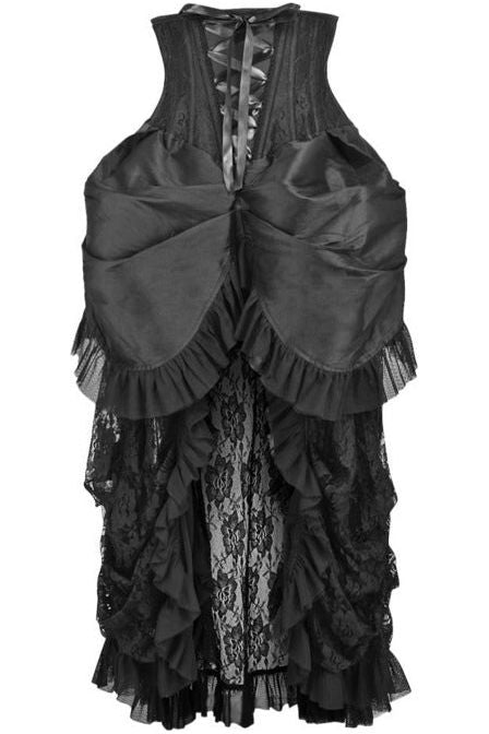 daisy beachwear Top Drawer Steel Boned Black Lace Victorian Bustle Underbust Corset Dress
