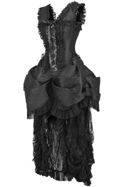 Daisy Beachwear Top Drawer Steel Boned Black Lace Victorian Bustle Corset Dress