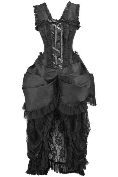 daisy beachwear Top Drawer Steel Boned Black Lace Victorian Bustle Corset Dress