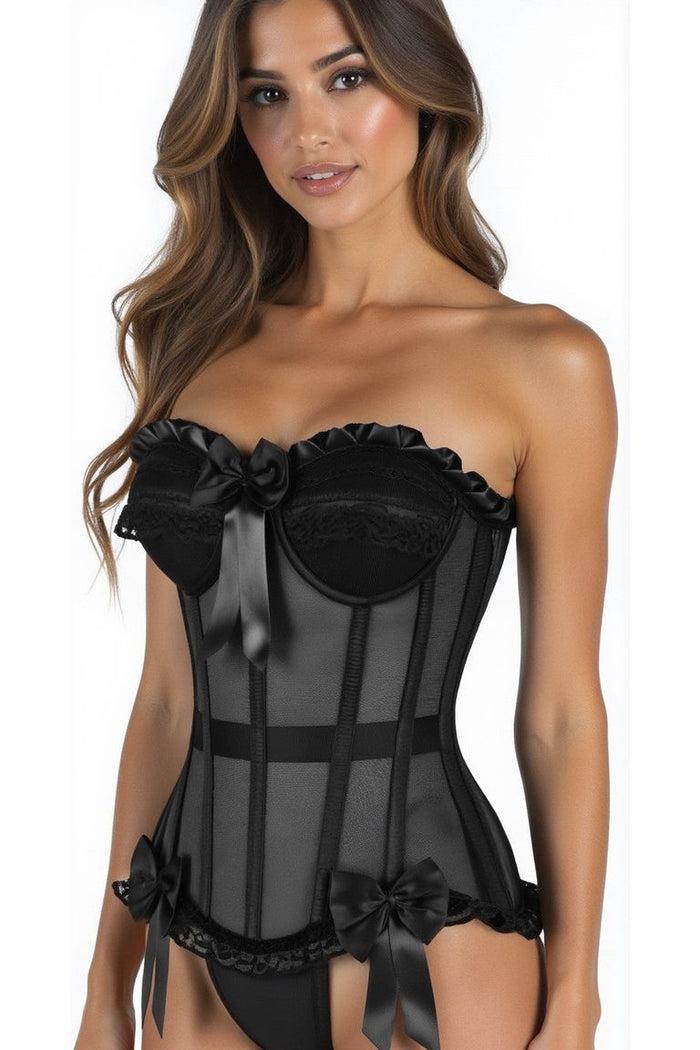 Daisy Beachwear Top Drawer Steel Boned Black Mesh Underwire Bustier Corset