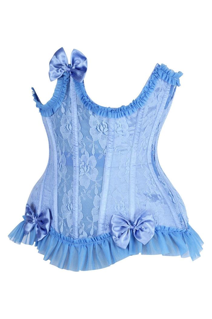 Daisy Beachwear Top Drawer Steel Boned Blue Lace Underwire Burlesque Underbust Corset Cincher