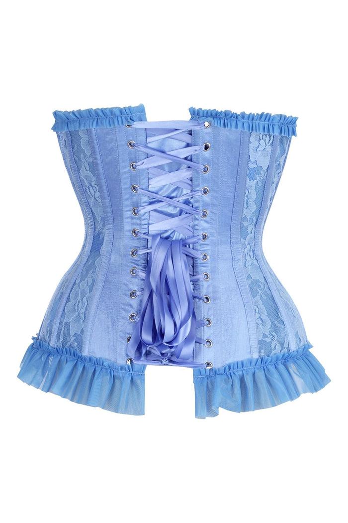 Daisy Beachwear Top Drawer Steel Boned Blue Lace Underwire Burlesque Underbust Corset Cincher