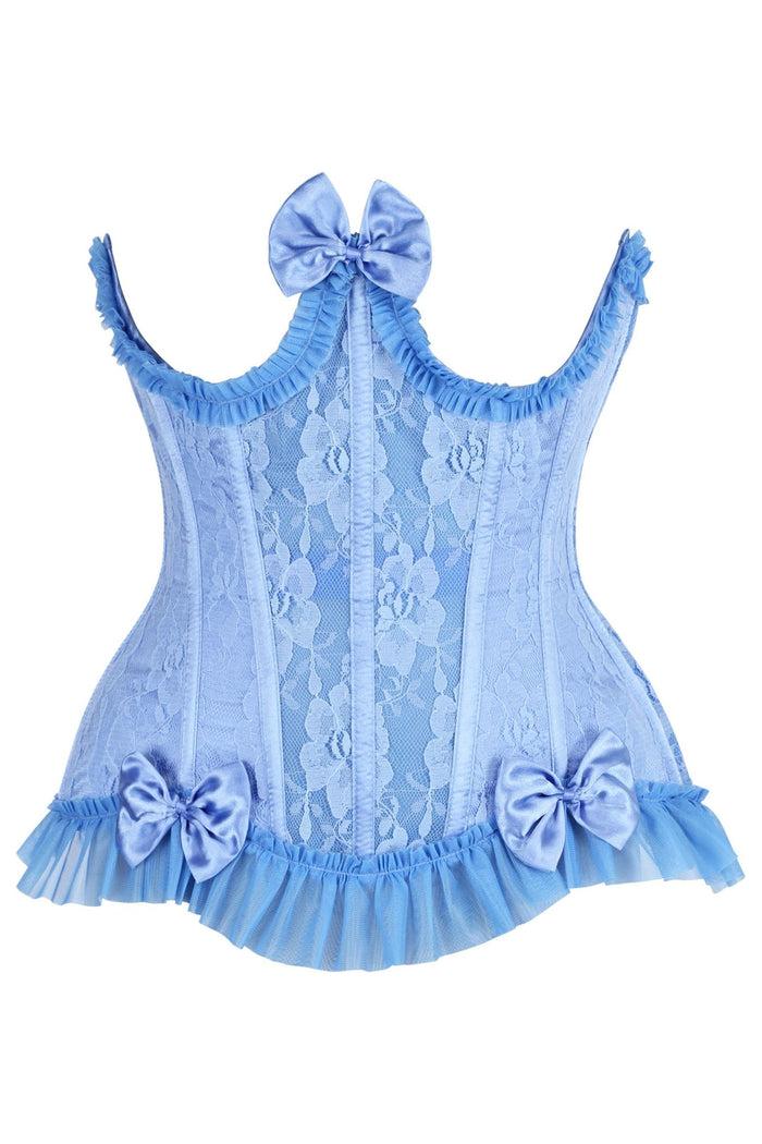 daisy beachwear Top Drawer Steel Boned Blue Lace Underwire Burlesque Underbust Corset Cincher