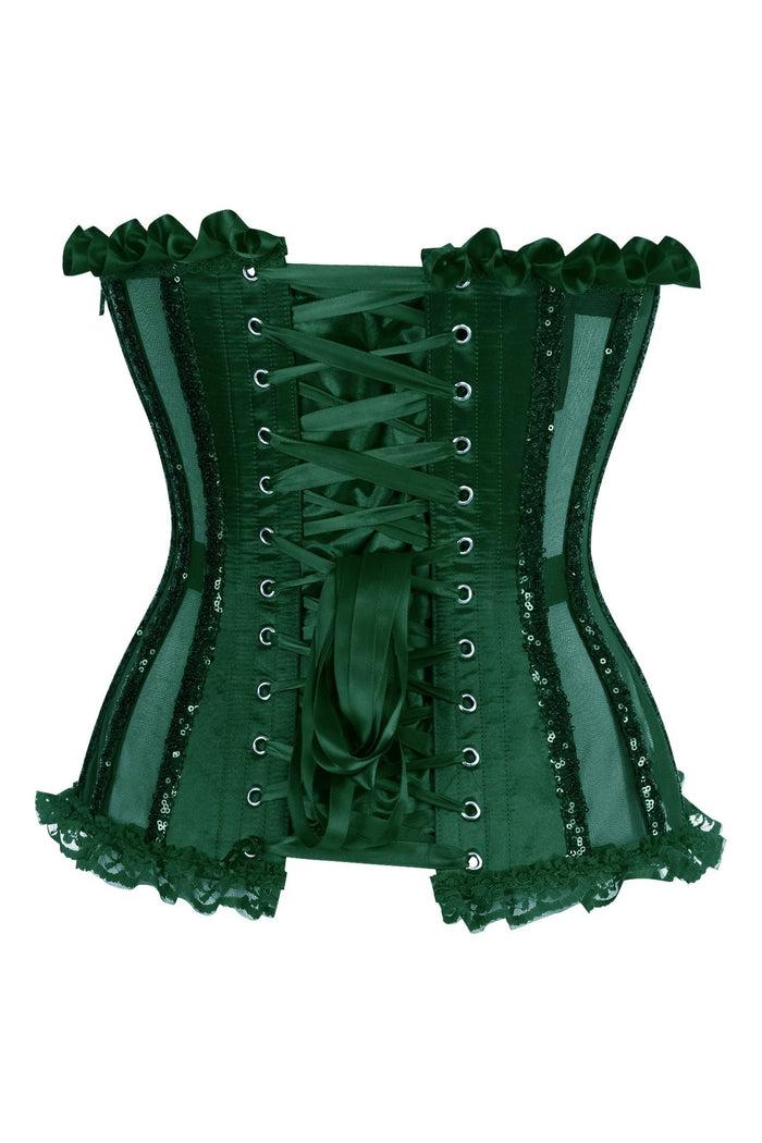 Daisy Beachwear Top Drawer Steel Boned Dark Green Sequin Underwire Bustier Corset