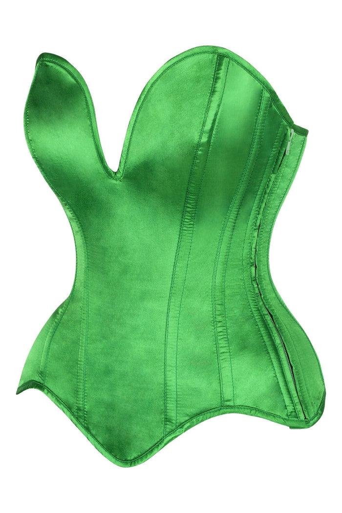 Daisy Beachwear Top Drawer Steel Boned Green Satin Plunge Neckline Overbust Corset