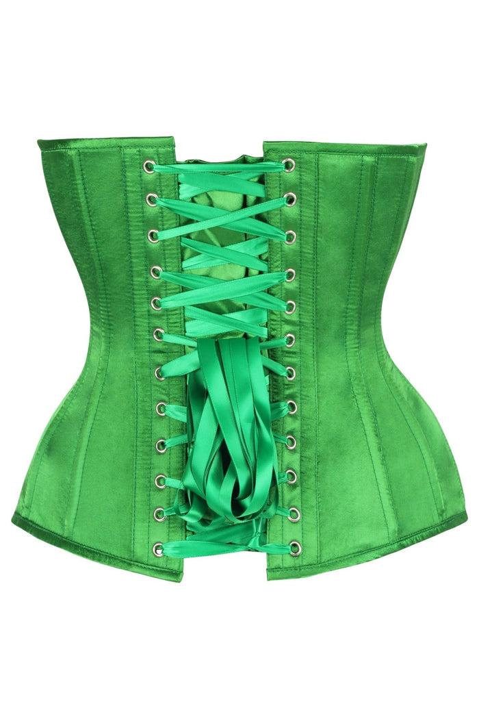 Daisy Beachwear Top Drawer Steel Boned Green Satin Plunge Neckline Overbust Corset