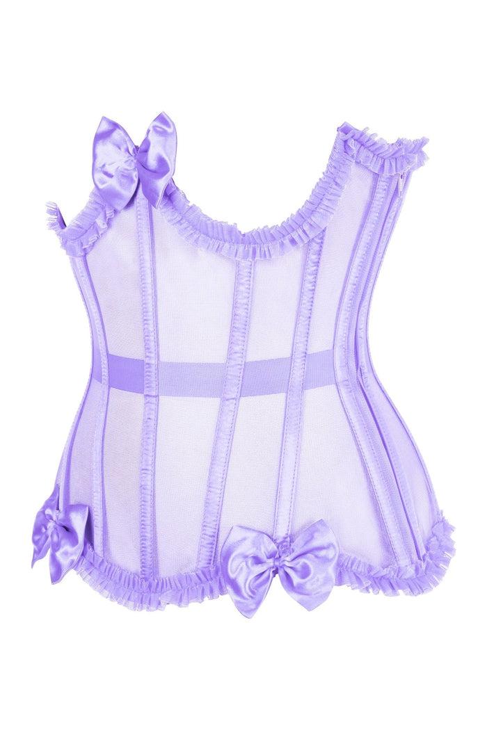 Daisy Beachwear Top Drawer Steel Boned Lavender Mesh Underwire Burlesque Underbust Corset Cincher
