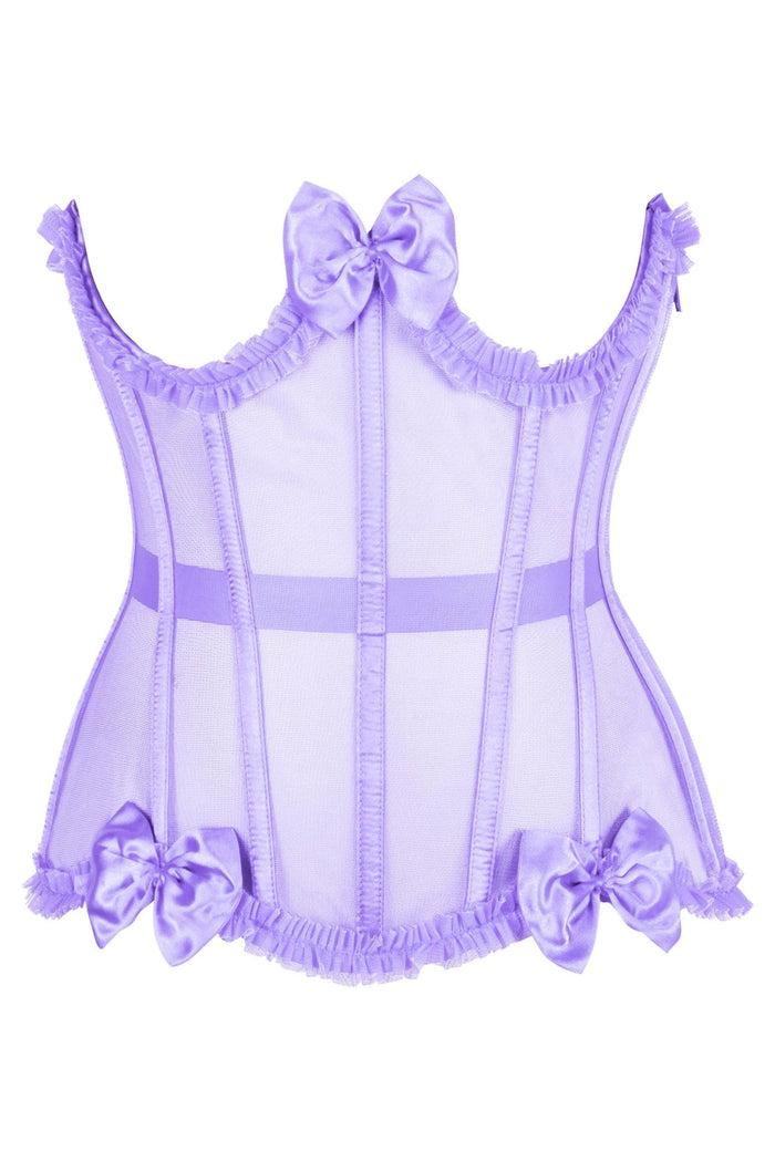daisy beachwear Top Drawer Steel Boned Lavender Mesh Underwire Burlesque Underbust Corset Cincher