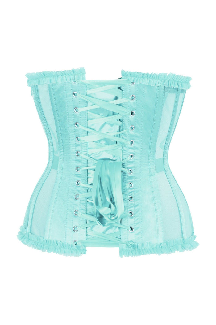 Daisy Beachwear Top Drawer Steel Boned Mint Green Mesh Underwire Burlesque Underbust Corset Cincher