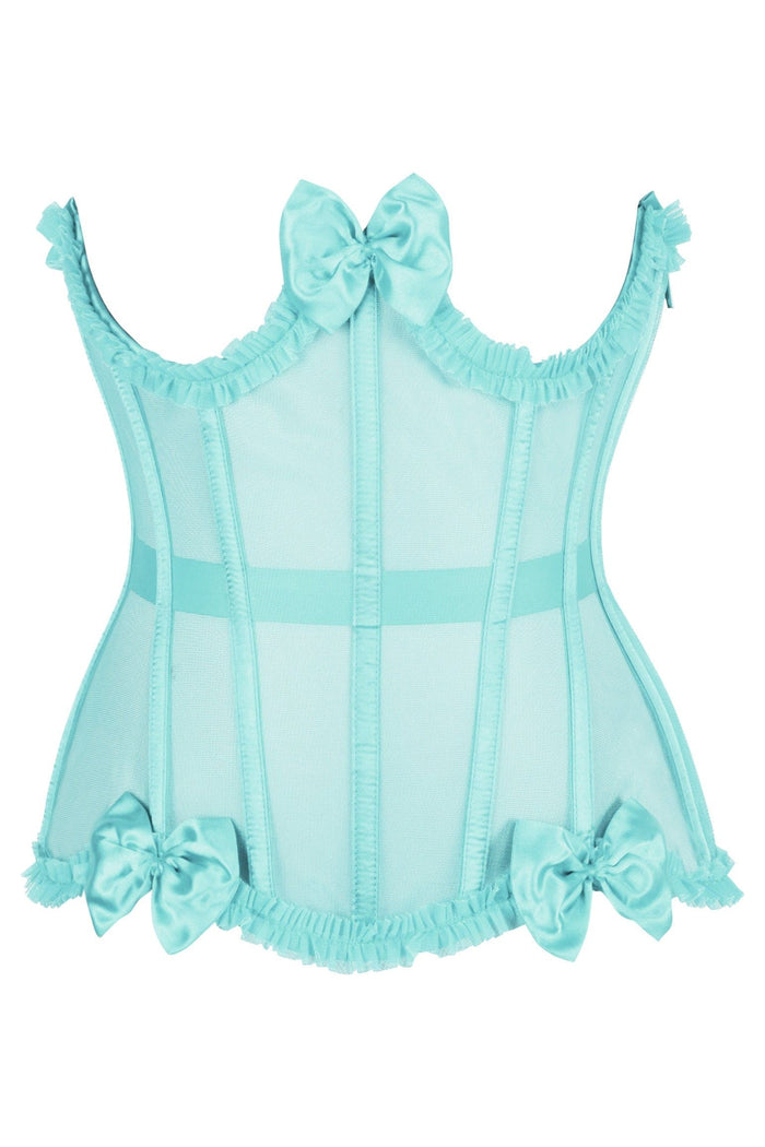 daisy beachwear Top Drawer Steel Boned Mint Green Mesh Underwire Burlesque Underbust Corset Cincher