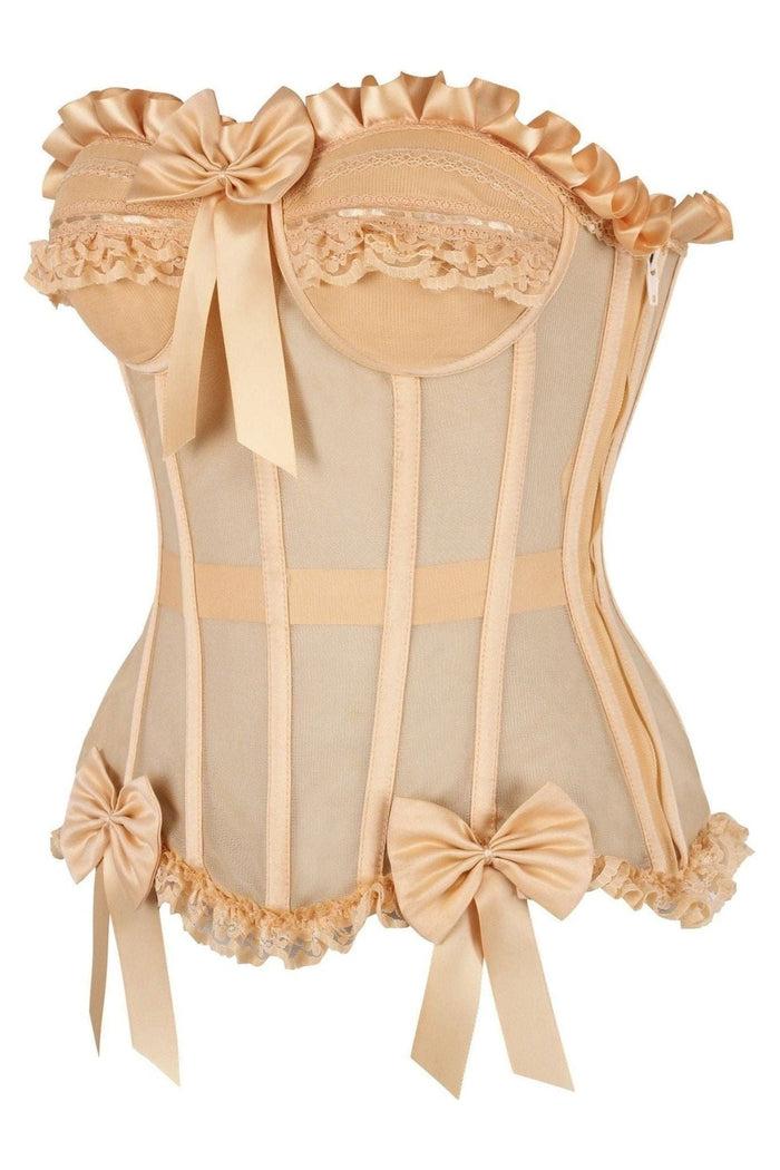 Daisy Beachwear Top Drawer Steel Boned Nude Mesh Underwire Bustier Corset
