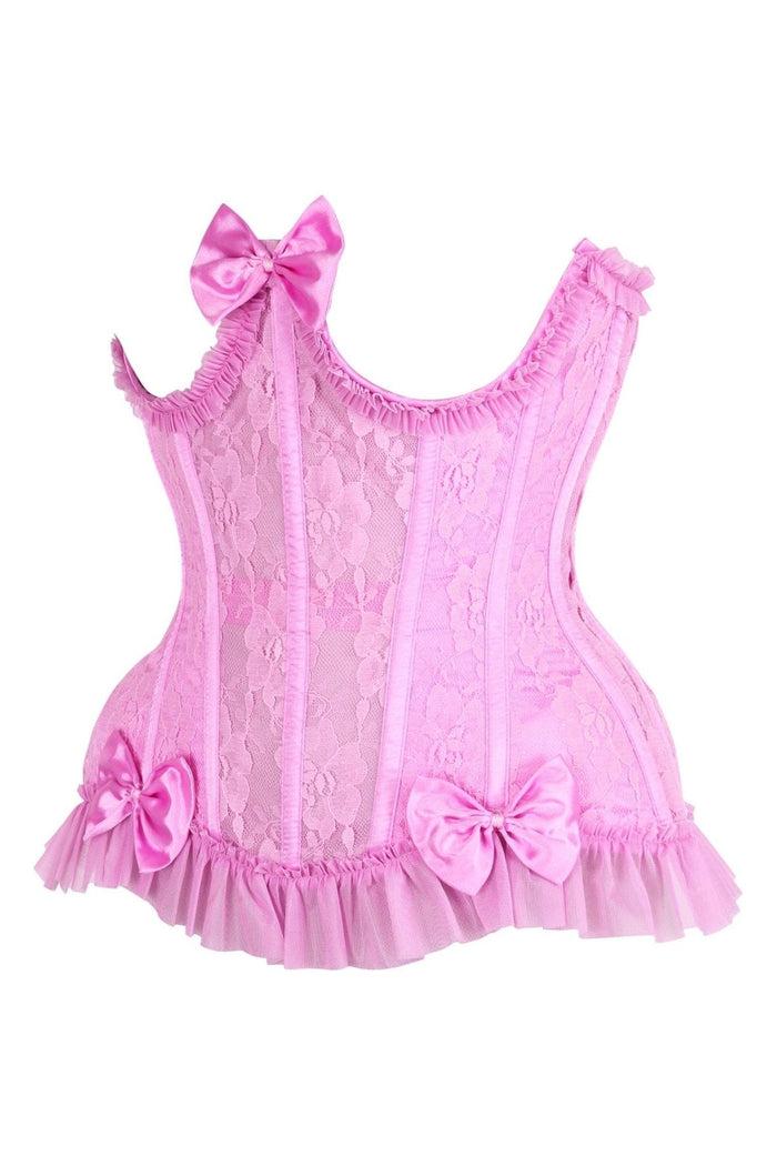 Daisy Beachwear Top Drawer Steel Boned Pink Lace Underwire Burlesque Underbust Corset Cincher