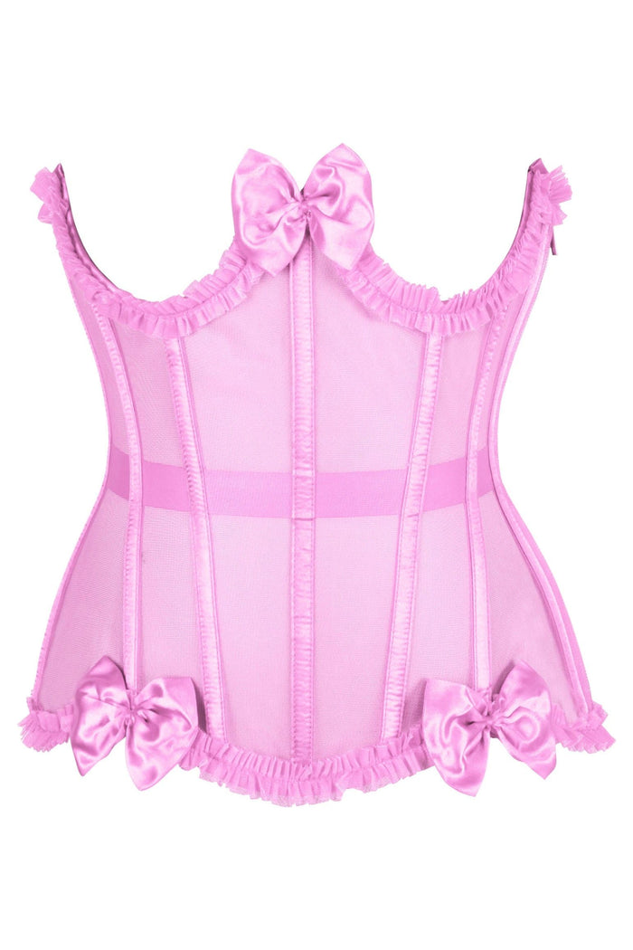 daisy beachwear Top Drawer Steel Boned Pink Mesh Underwire Burlesque Underbust Corset Cincher