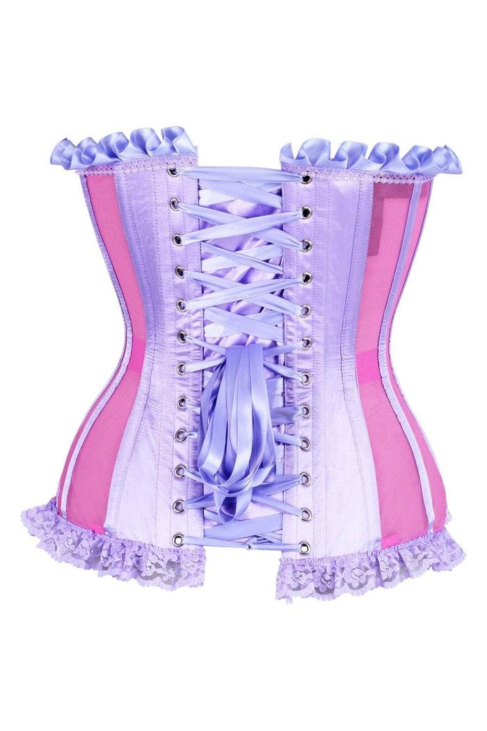 Daisy Beachwear Top Drawer Steel Boned Pink/Purple Mesh Underwire Bustier Corset
