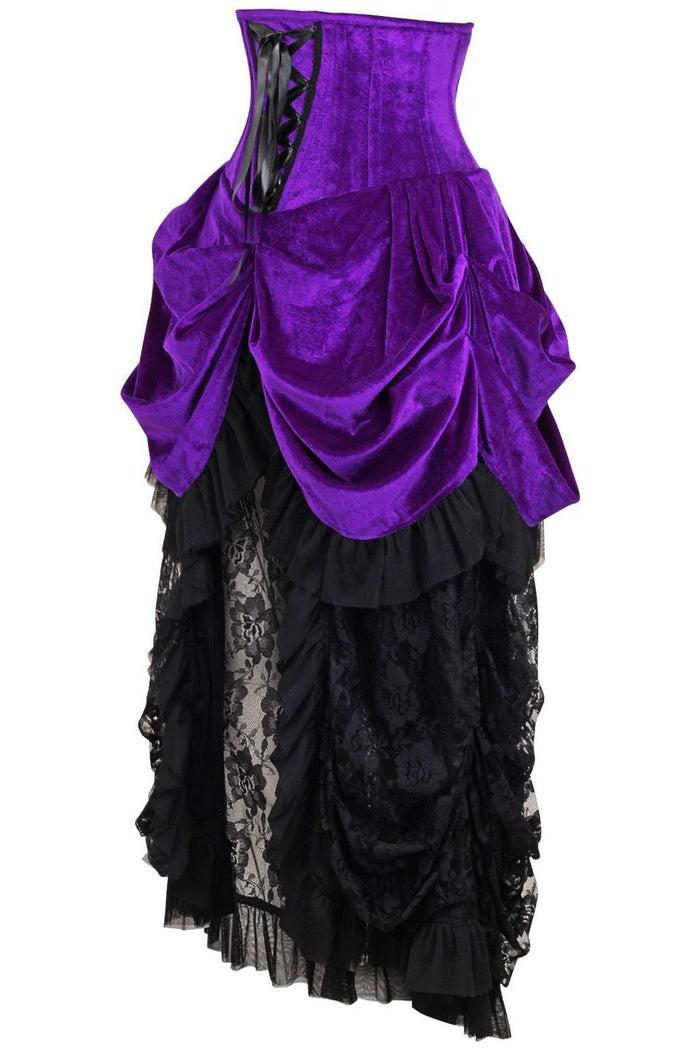 Daisy Beachwear Top Drawer Steel Boned Purple Velvet Victorian Bustle Underbust Corset Dress