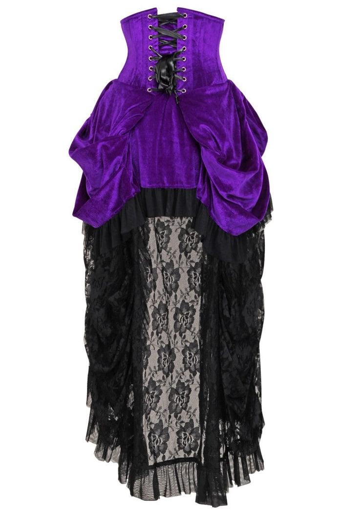 Daisy Beachwear Top Drawer Steel Boned Purple Velvet Victorian Bustle Underbust Corset Dress