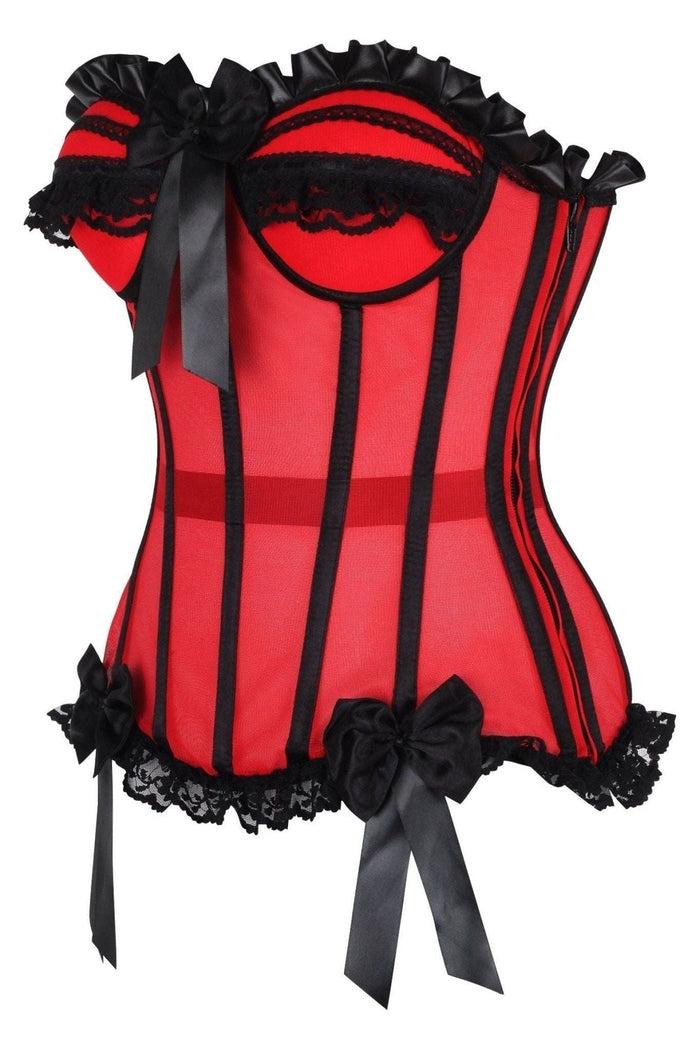 Daisy Beachwear Top Drawer Steel Boned Red/Black Mesh Underwire Bustier Corset
