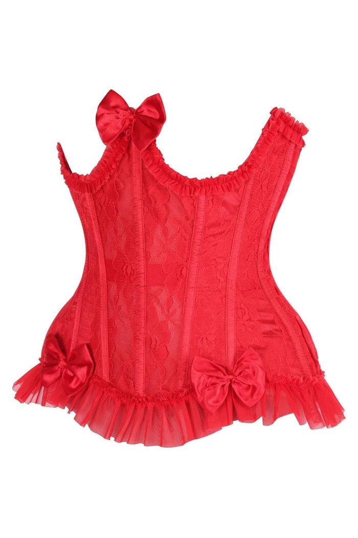 Daisy Beachwear Top Drawer Steel Boned Red Lace Underwire Burlesque Underbust Corset Cincher