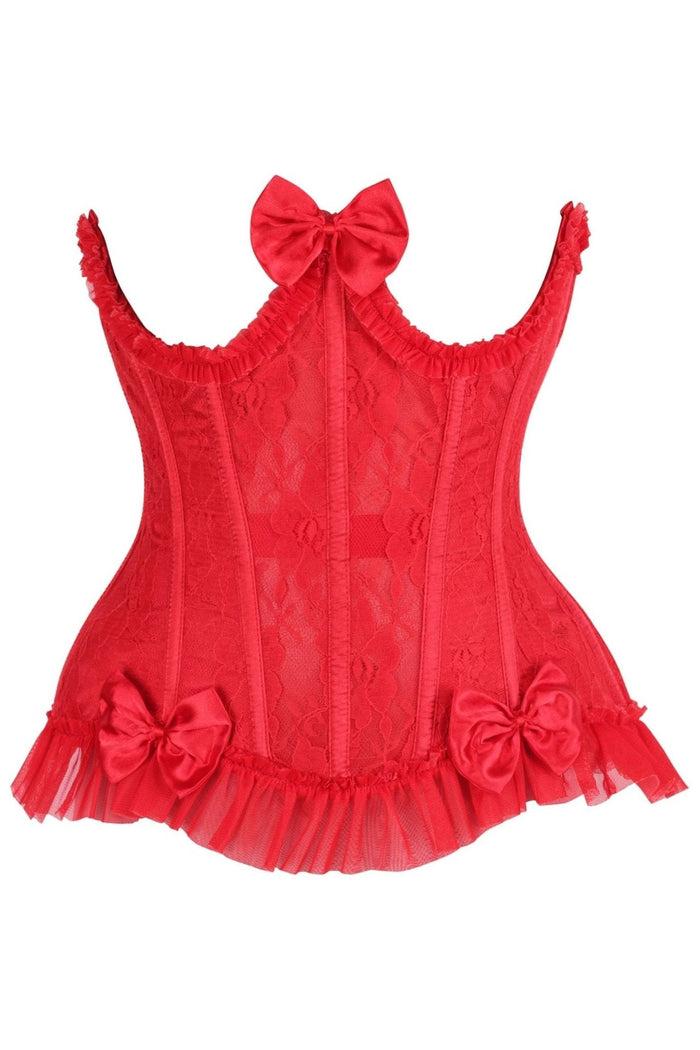 daisy beachwear Top Drawer Steel Boned Red Lace Underwire Burlesque Underbust Corset Cincher