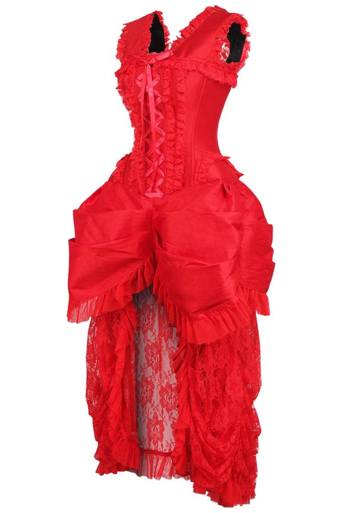 Daisy Beachwear Top Drawer Steel Boned Red Lace Victorian Bustle Corset Dress