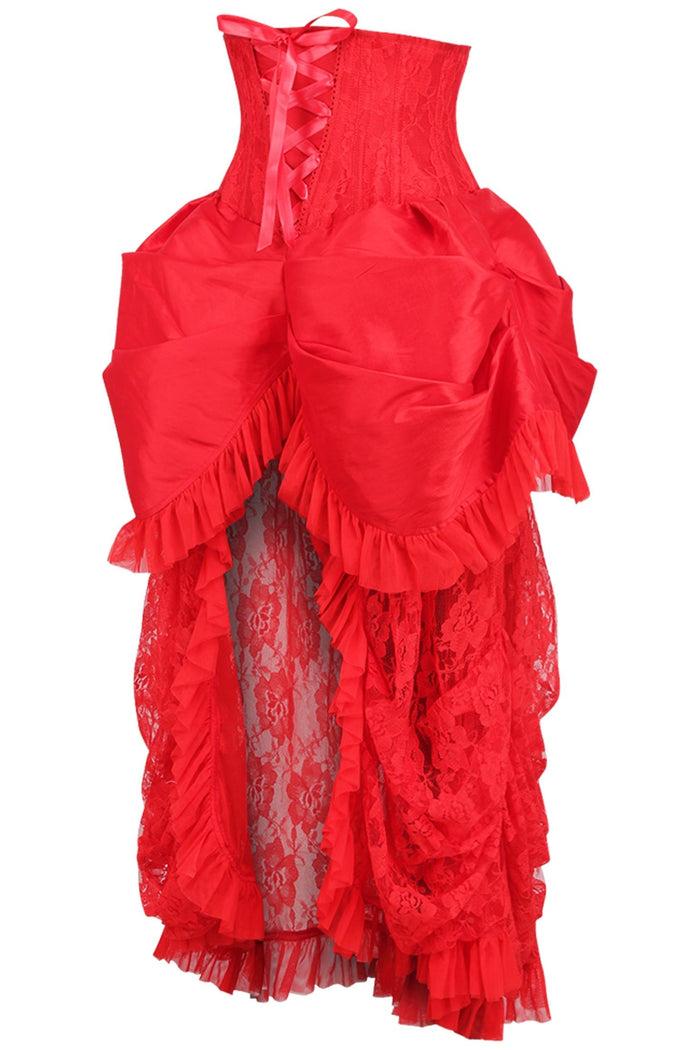Daisy Beachwear Top Drawer Steel Boned Red Lace Victorian Bustle Underbust Corset Dress