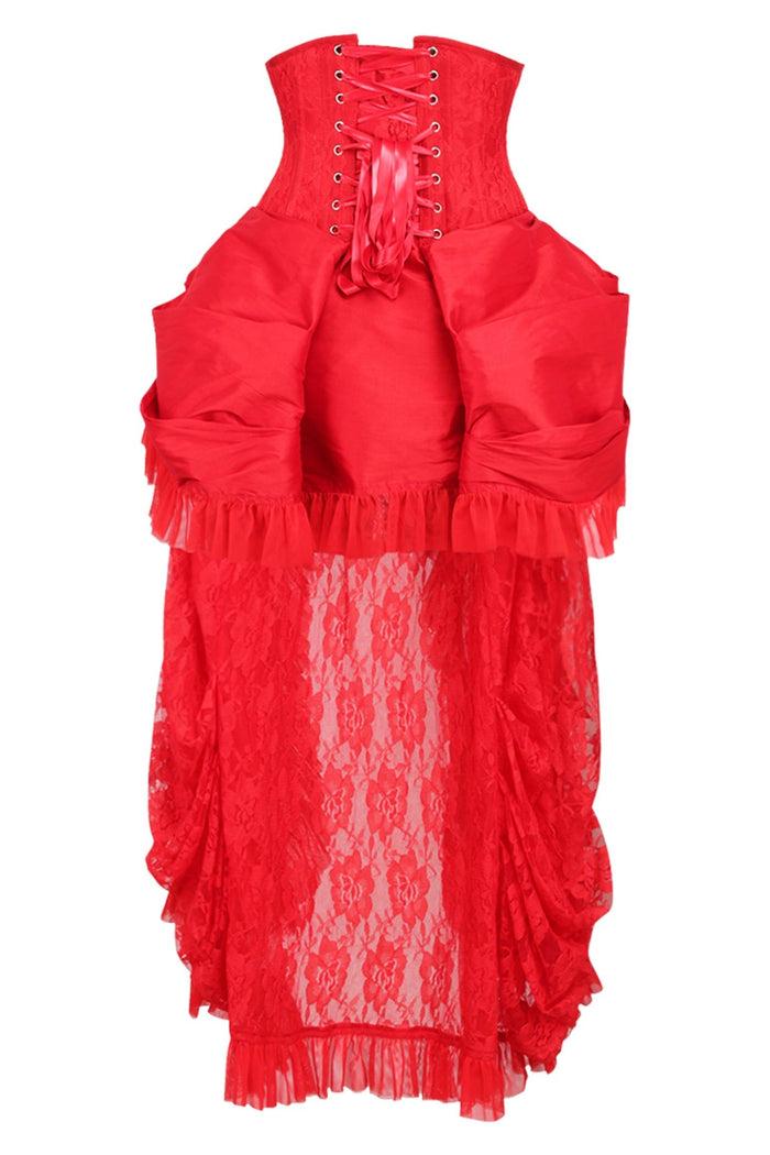 Daisy Beachwear Top Drawer Steel Boned Red Lace Victorian Bustle Underbust Corset Dress