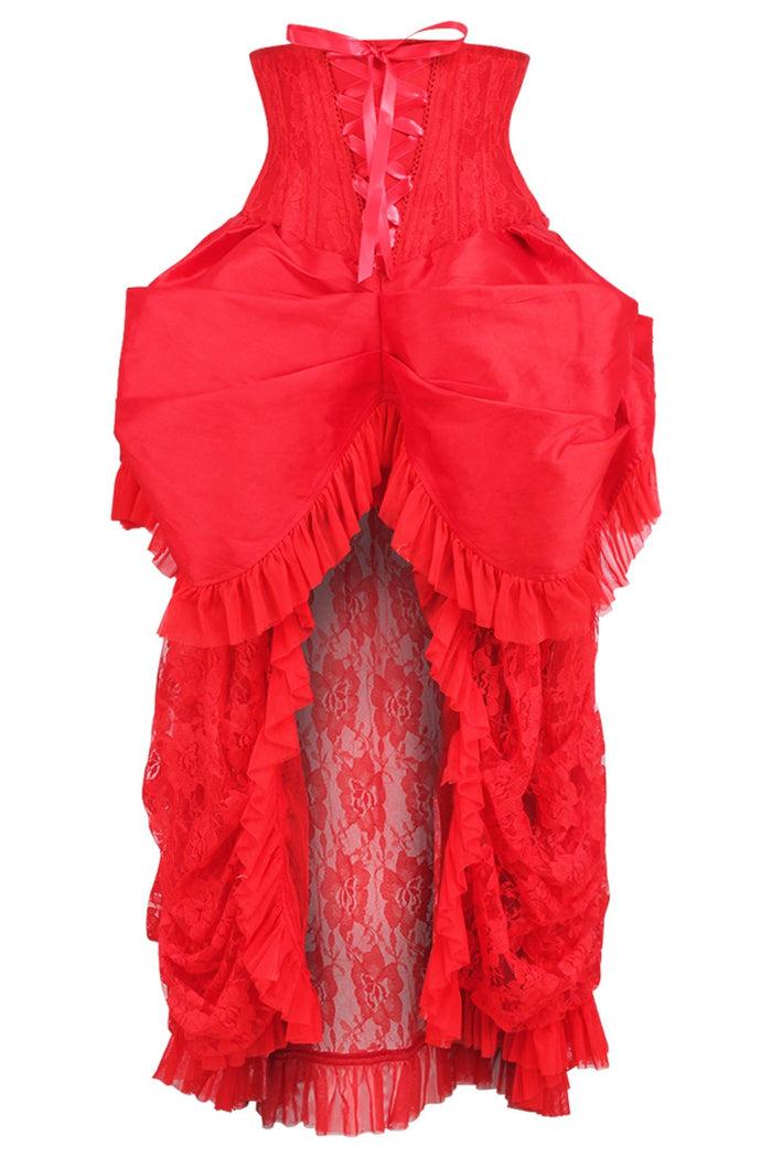 daisy beachwear Top Drawer Steel Boned Red Lace Victorian Bustle Underbust Corset Dress