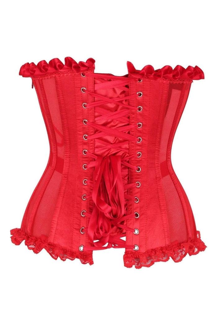 Daisy Beachwear Top Drawer Steel Boned Red Mesh Underwire Bustier Corset