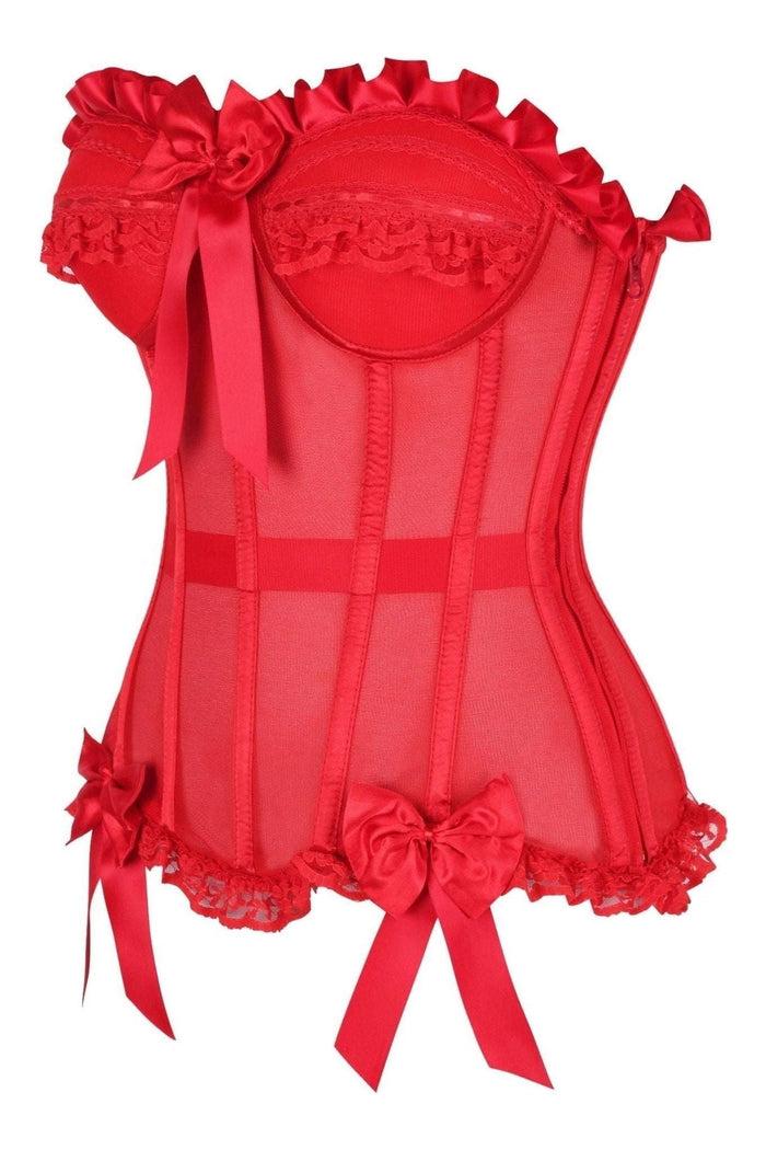 Daisy Beachwear Top Drawer Steel Boned Red Mesh Underwire Bustier Corset