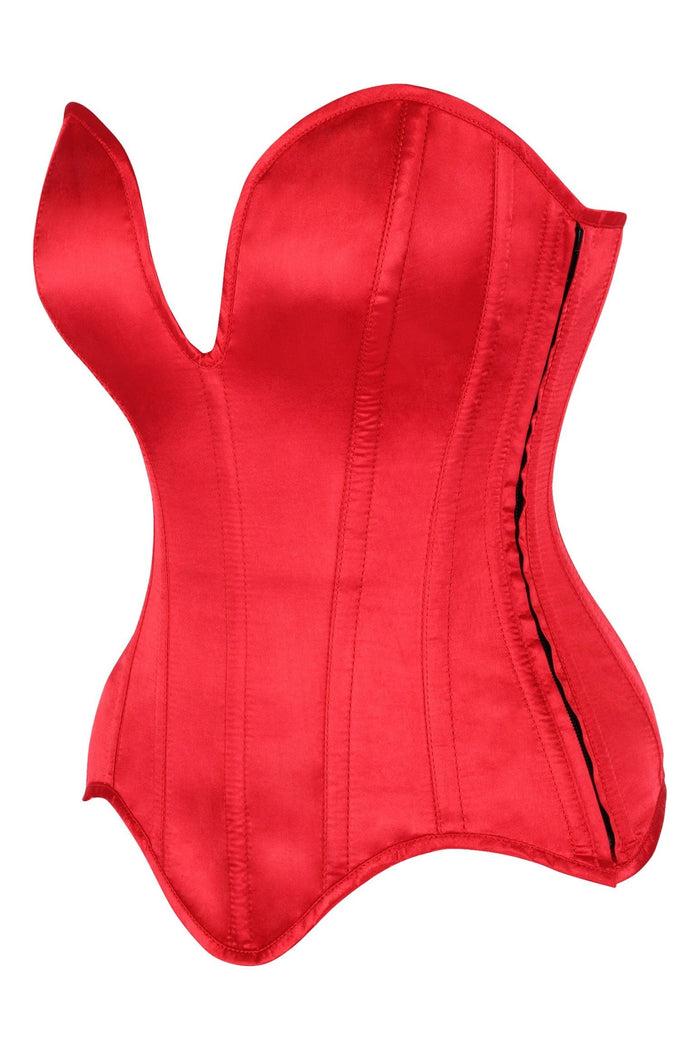 Daisy Beachwear Top Drawer Steel Boned Red Satin Plunge Neckline Overbust Corset