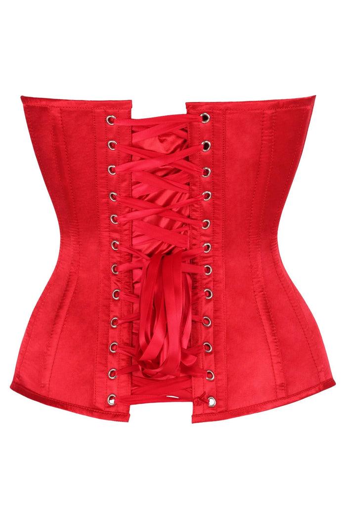 Daisy Beachwear Top Drawer Steel Boned Red Satin Plunge Neckline Overbust Corset