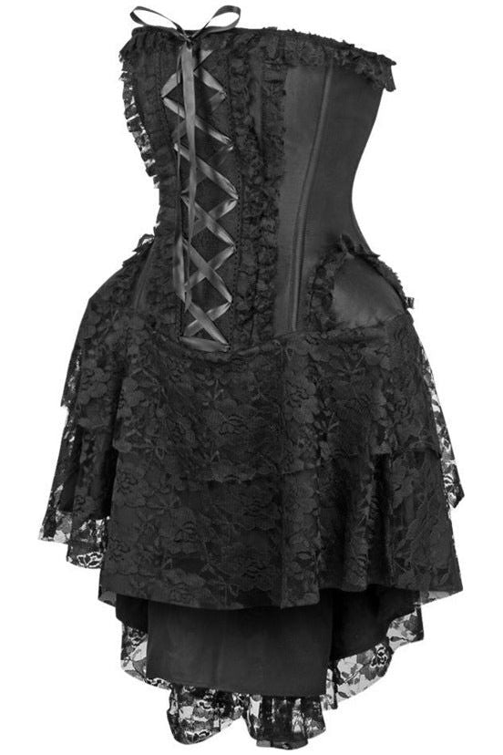 Daisy Beachwear Top Drawer Steel Boned Strapless Black Lace Victorian Corset Dress