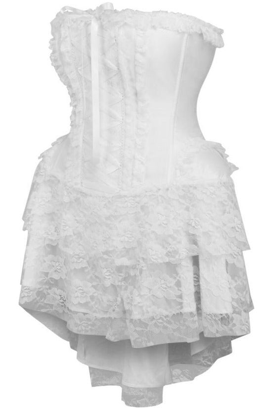 Daisy Beachwear Top Drawer Steel Boned Strapless White Lace Victorian Corset Dress